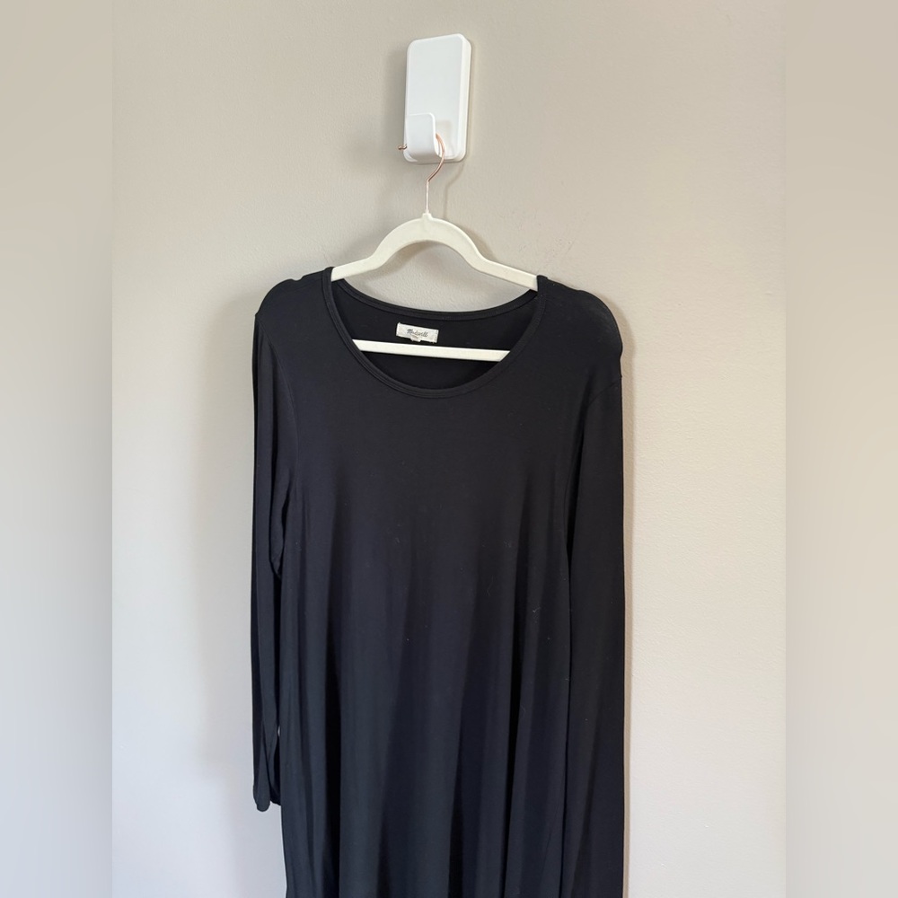 Madewell • Black Long Sleeve Shift Tunic Dress XL Basic Capsule Wardrobe Piece - Picture 2 of 7